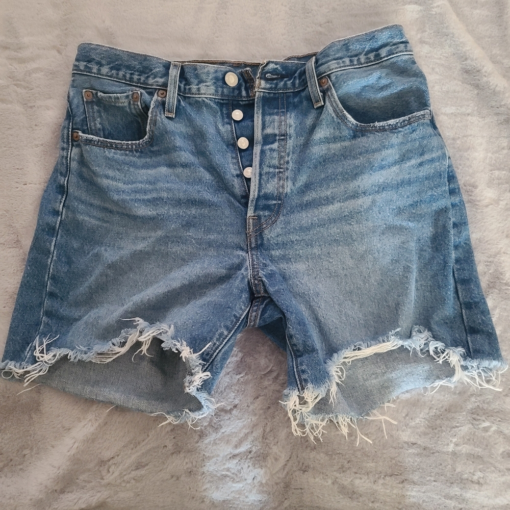 Levi's Distressed Blue Jean Cut Off Shorts